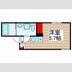 アンドレジデンス竹ノ塚 1階ワンルームの間取り