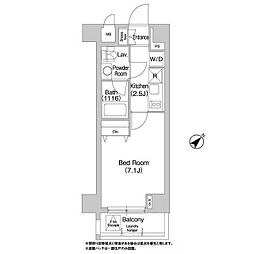 コンフォリア豊洲 8階1Kの間取り