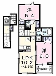 エール アン 2階2LDKの間取り