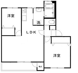 産業住宅習志野台第3アパート1 2LDKの間取図画像