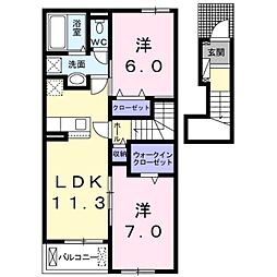ソラーレ 2階2LDKの間取り