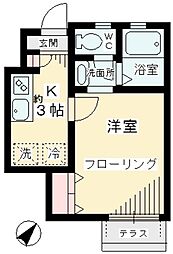 グリシーヌ経堂A 1Kの間取図画像