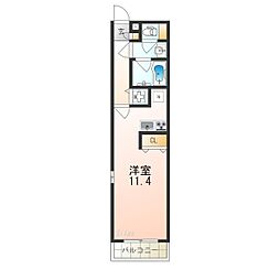 カーザモンターニャ 1Kの間取図画像