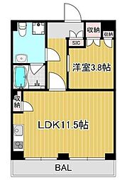 高根ハイツ 3階ワンルームの間取り