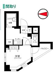 メインステージ南麻布 8階1Kの間取り