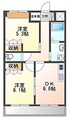 コンフィード 2DKの間取図画像