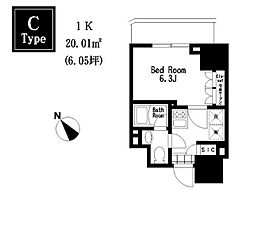 JR京浜東北・根岸線 大森駅 徒歩2分の賃貸マンション 12階1Kの間取り