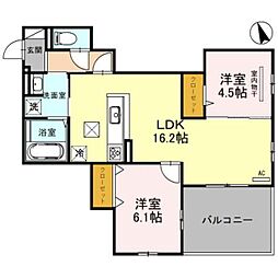 阪神本線 久寿川駅 徒歩13分の賃貸アパート 2階2LDKの間取り