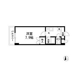 サンピア若水 2階1Kの間取り