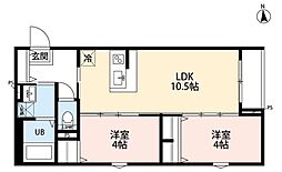 板橋区高島平1丁目アパート 2LDKの間取図画像
