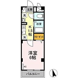 アバンウェル ディッツォ 3階1Kの間取り