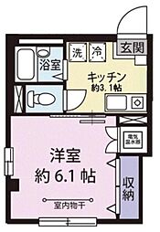 クレセール雅 2階1Kの間取り