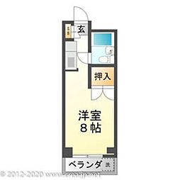 コーポラスミハラ ワンルームの間取図画像