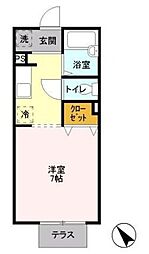 エンドレス 1階ワンルームの間取り