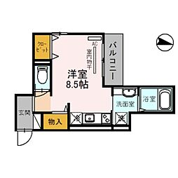 スカイコート鶴橋 3階ワンルームの間取り
