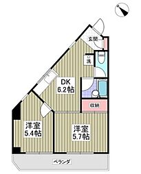 セラーズ二宮 2DKの間取図画像