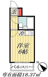 東京メトロ東西線 行徳駅 徒歩12分の賃貸マンション 1階ワンルームの間取り