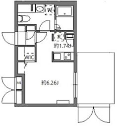 フラッフィー市谷台町 1階ワンルームの間取り