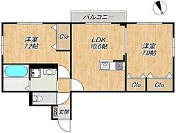 Central Villa K(セントラルヴィラケー) 2LDKの間取図画像