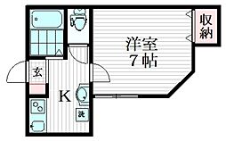 サウスアロー 1階1Kの間取り