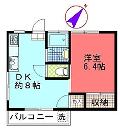 細山コーポ 3階1LDKの間取り