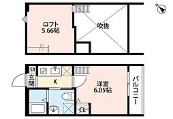 ティモアール東川口 1Kの間取図画像