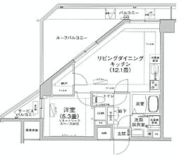 アイル プレミアム押上ノルド 3階1LDKの間取り