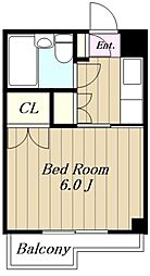 ベルアベニュー町田 4階1Kの間取り