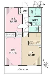 ゼンニム2 2DKの間取図画像