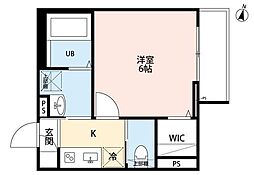 Avalon 西都賀 1Kの間取図画像