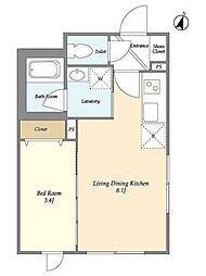 La Douceur戸越銀座 3階1LDKの間取り