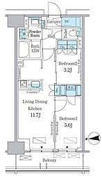 パークアクシス新宿百人町 2LDKの間取図画像