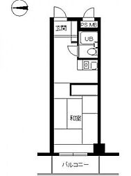スカイコート市ヶ谷 4階1Kの間取り