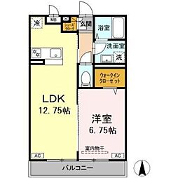 カレント上板橋 1LDKの間取図画像