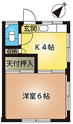 丹野コーポ 3階1Kの間取り