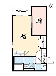 JR東海道・山陽本線 立花駅 徒歩6分の賃貸アパート 1階1LDKの間取り
