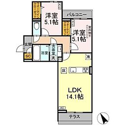 yamaju 1階2LDKの間取り
