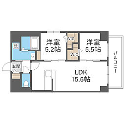博多グランドレジデンス 2LDKの間取図画像