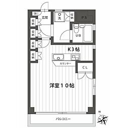 ロックシャイン 1階ワンルームの間取り