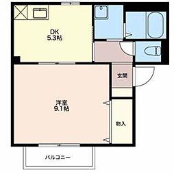 オラシオン　D 1階1DKの間取り