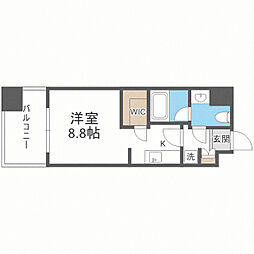 パークアクシス福岡県庁前 12階ワンルームの間取り