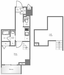 ハーモニーレジデンス池袋ウエストゲート 9階1Kの間取り
