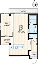 フォレスト ベベ 2階1LDKの間取り
