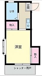 ベルハイツ 2階ワンルームの間取り