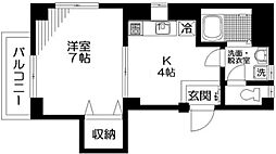 ハイム音羽 3階1Kの間取り