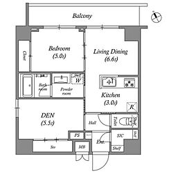 リビオメゾン入谷 10階1LDKの間取り