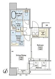 レジディアタワー上池袋 タワー棟 18階1LDKの間取り