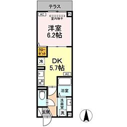 ルリアン北小岩III 1階1DKの間取り