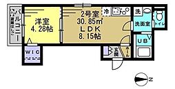 ＡＪ小平 2階1LDKの間取り