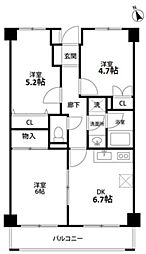 PLENDY堀崎公園 2階3DKの間取り